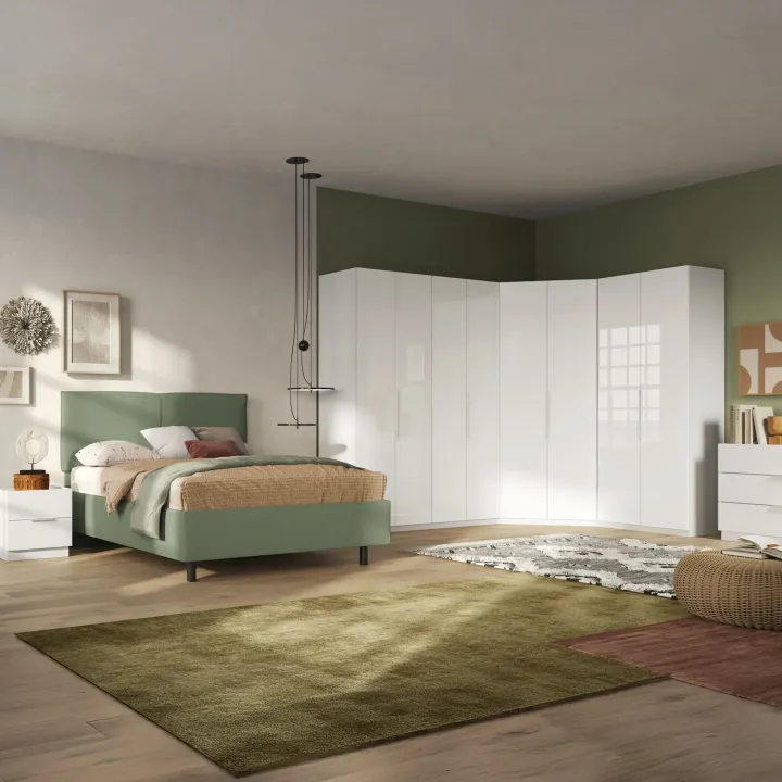 Armadio angolare 303x240h cm 8 ante battenti bianco lucido Sparkly