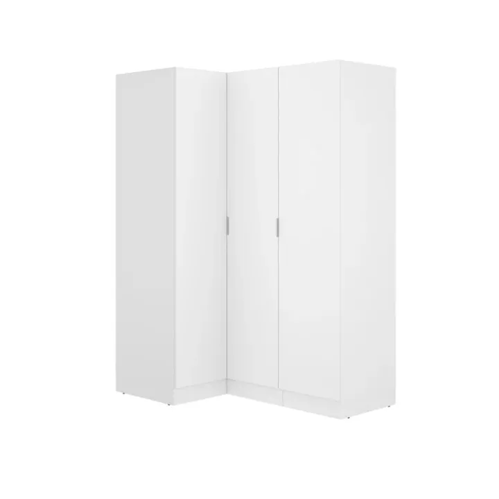 Armadio angolare 133x184h cm con barra appendiabiti legno bianco Juan