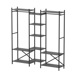 Armadio aperto con appendiabiti 172x181h cm 4 ripiani industrial metallo antracite Loft