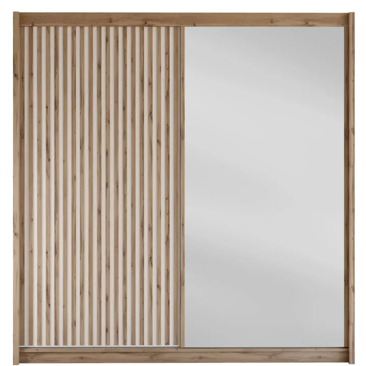 Armadio cannettato 203x215h cm 2 ante scorrevoli rovere bianco Ciang
