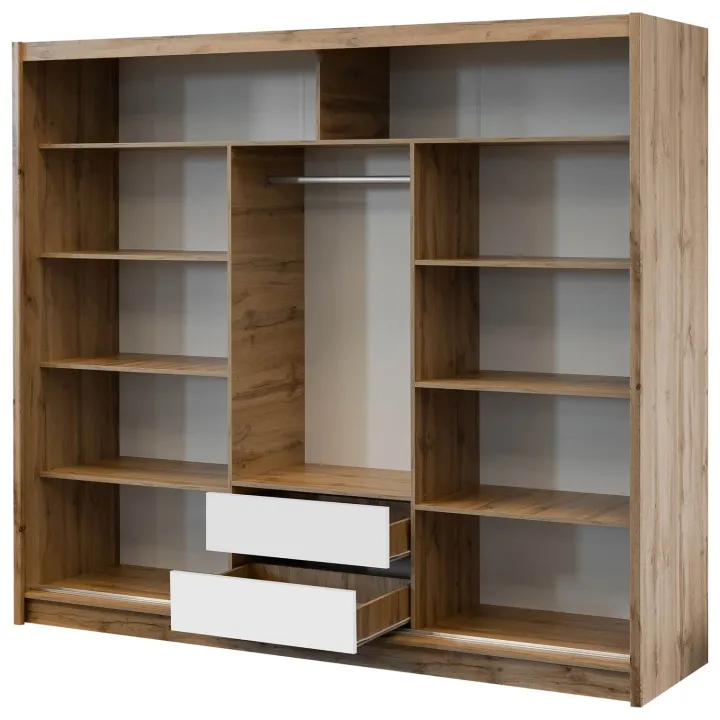 Armadio cannettato 250x215h cm 3 ante scorrevoli rovere bianco Ciang