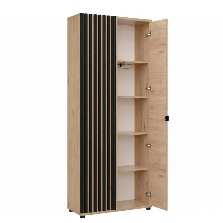 Armadio ingresso 60x202h cm cannettato rovere nero Berlino