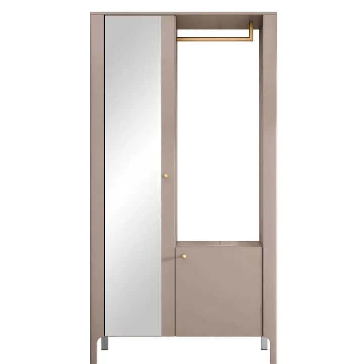 Armadio ingresso 105x197h cm con specchio e appendiabiti beige cashmere Elyana