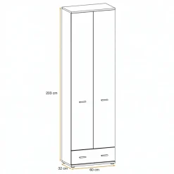 Armadio multiuso ingresso 60x203h cm 2 ante rovere sonoma California Gihome®