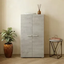 Armadio scarpiera 55x108h cm 2 ante battente bianco opaco cemento Tom