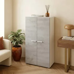 Armadio scarpiera 55x108h cm 2 ante battente bianco opaco cemento Tom