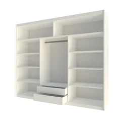 Armadio scorrevole 250x215h cm 3 ante moderno cassetti e led bianco Larissa