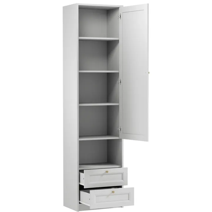 Armadio shabby 54x220h cm con vano comodino bianco Shubo