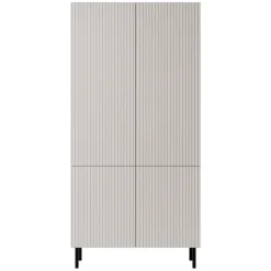 Armadio soggiorno 90x185h cm 4 ante con frontali cannettati beige Ziggy