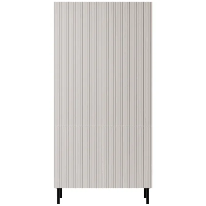 Armadio soggiorno 90x185h cm 4 ante con frontali cannettati beige Ziggy