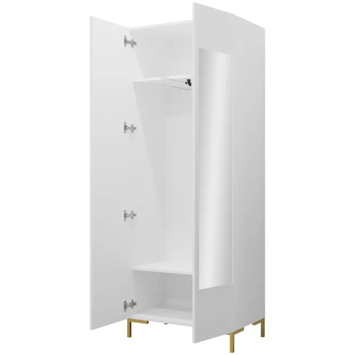 Armadio soggiorno 74x196h cm 2 ante con specchio bianco Nuvia