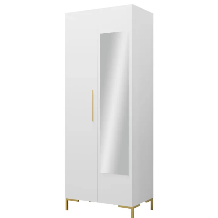 Armadio soggiorno 74x196h cm 2 ante con specchio bianco Nuvia