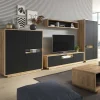 Armadio soggiorno 92x181h cm 3 ante moderno nero opaco rovere Esmond