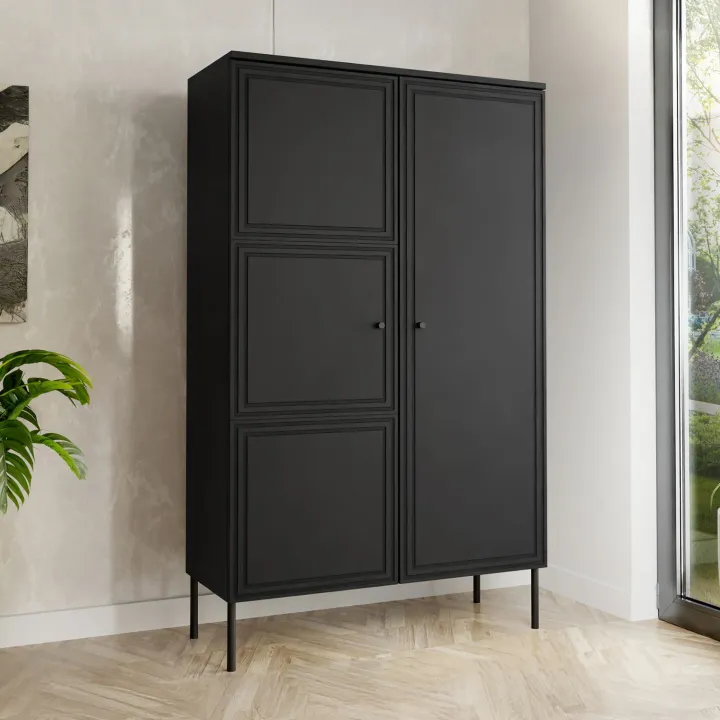 Armadio soggiorno 100x166h cm 2 ante nero opaco Stark