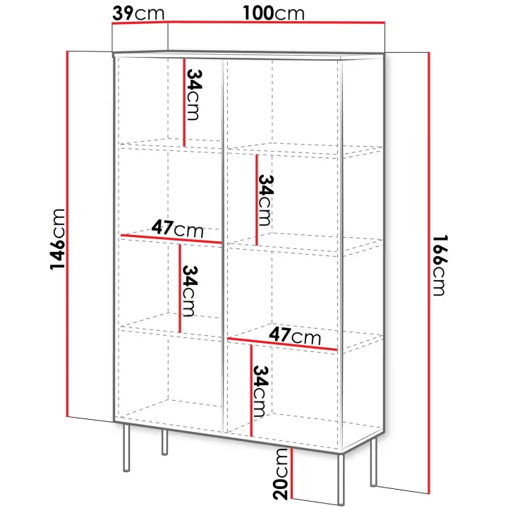 Armadio soggiorno 100x166h cm 2 ante nero opaco Stark