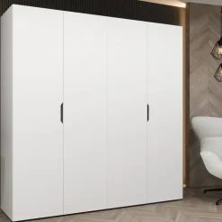 Armadio 200x202 cm 4 ante bianco opaco Valencia