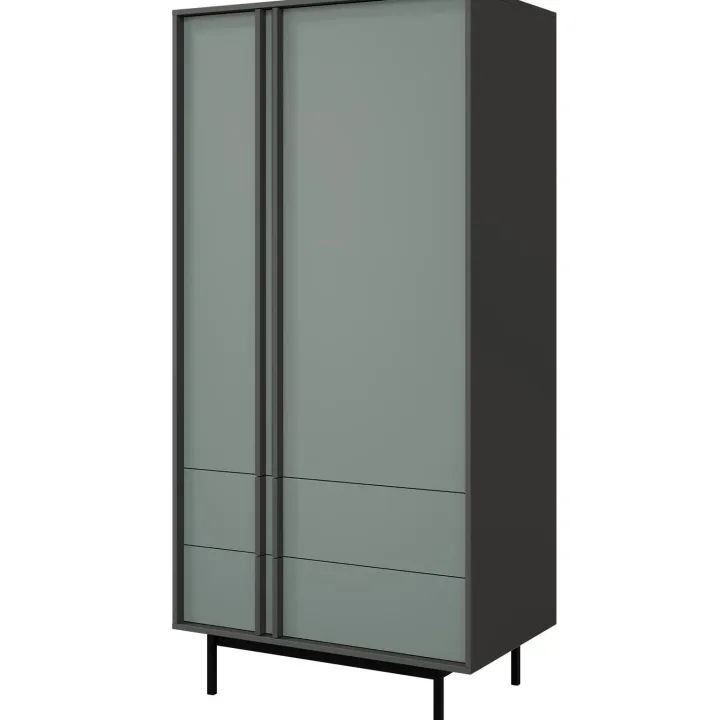 Armadio 93x195 cm 2 ante 2 cassetti antracide verde Essenzia