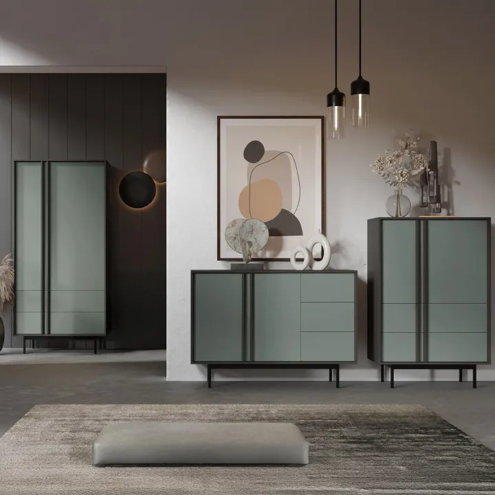 Armadio 93x195 cm 2 ante 2 cassetti antracide verde Essenzia