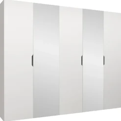 Armadio 250x202 cm 5 ante con specchio bianco opaco Valencia