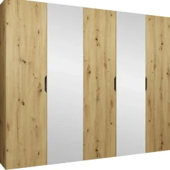 Armadio 250x202 cm 5 ante con specchio rovere Valencia