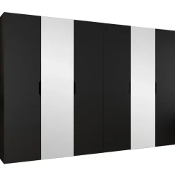 Armadio 300x202 cm 6 ante con specchio nero opaco Valencia