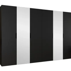 Armadio 300x202 cm 6 ante con specchio nero opaco Valencia