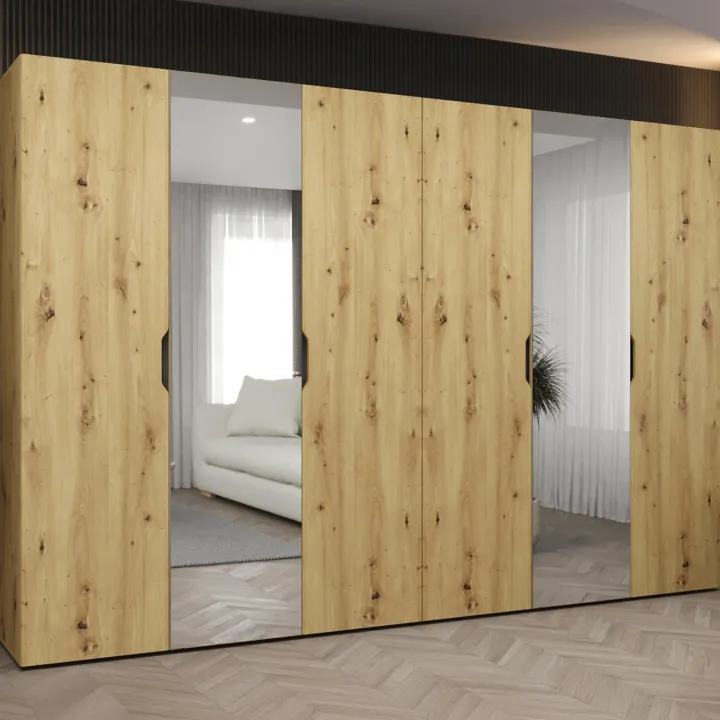 Armadio 300x202 cm 6 ante con specchio rovere Valencia