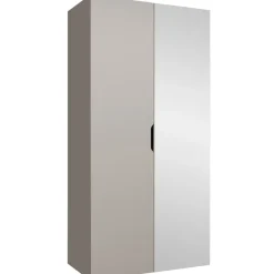 Armadio 100x202 cm 2 ante con specchio beige cashmere Valencia