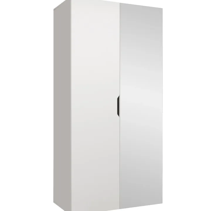 Armadio 100x202 cm 2 ante con specchio bianco opaco Valencia