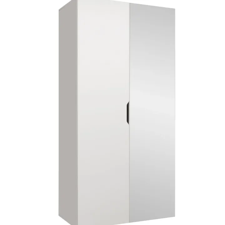 Armadio 100x202 cm 2 ante con specchio bianco opaco Valencia