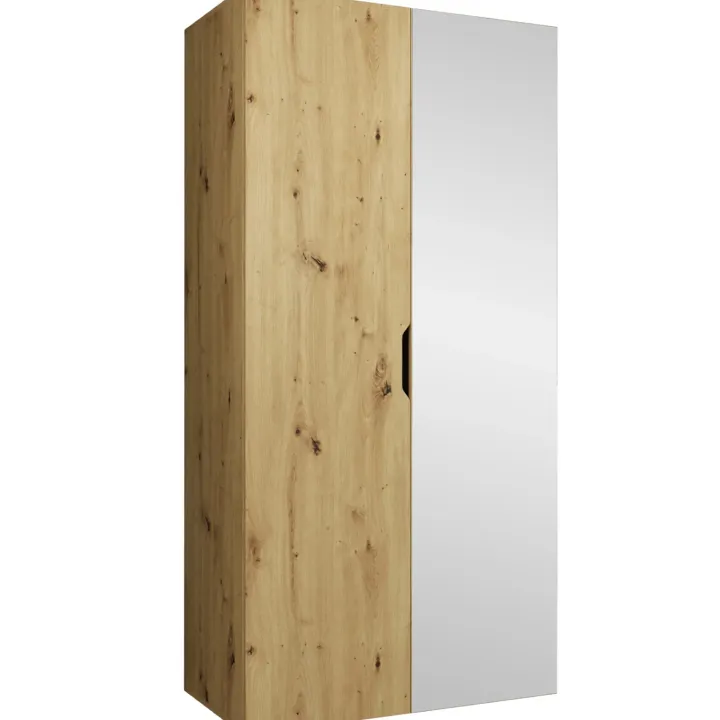 Armadio 100x202 cm 2 ante con specchio rovere Valencia