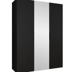 Armadio 150x202 cm 3 ante con specchio nero opaco Valencia