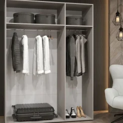 Armadio 150x202 cm 3 ante con specchio beige cashmere Valencia