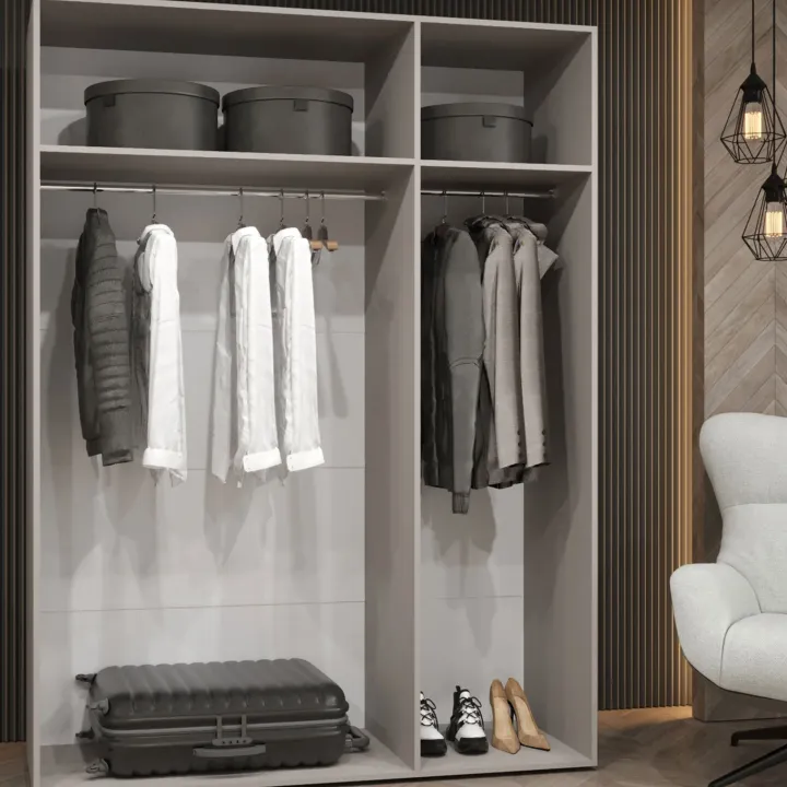 Armadio 150x202 cm 3 ante con specchio beige cashmere Valencia