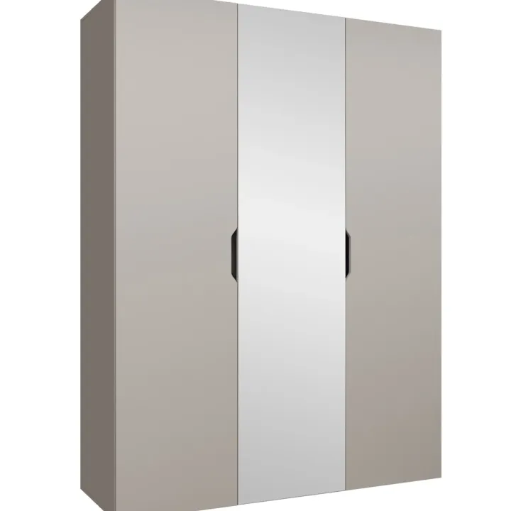 Armadio 150x202 cm 3 ante con specchio beige cashmere Valencia