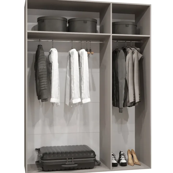 Armadio 150x202 cm 3 ante con specchio beige cashmere Valencia