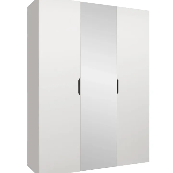 Armadio 150x202 cm 3 ante con specchio bianco opaco Valencia