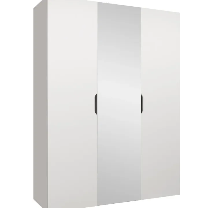 Armadio 150x202 cm 3 ante con specchio bianco opaco Valencia