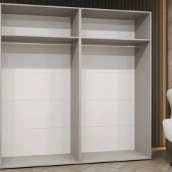 Armadio 200x202 cm 4 ante con specchio beige cashmere Valencia