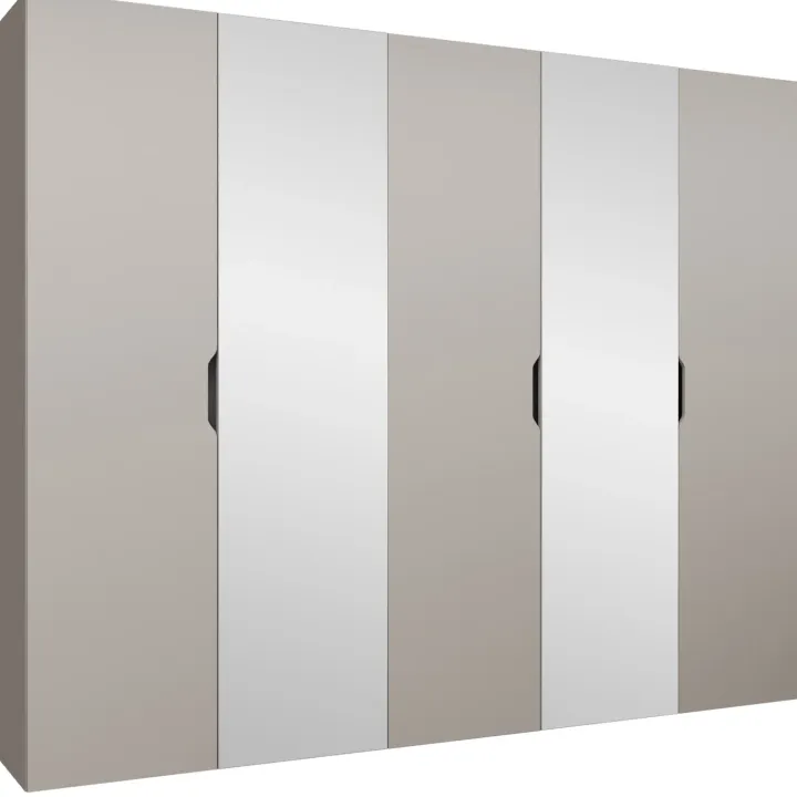 Armadio 250x202 cm 5 ante con specchio beige cashmere Valencia