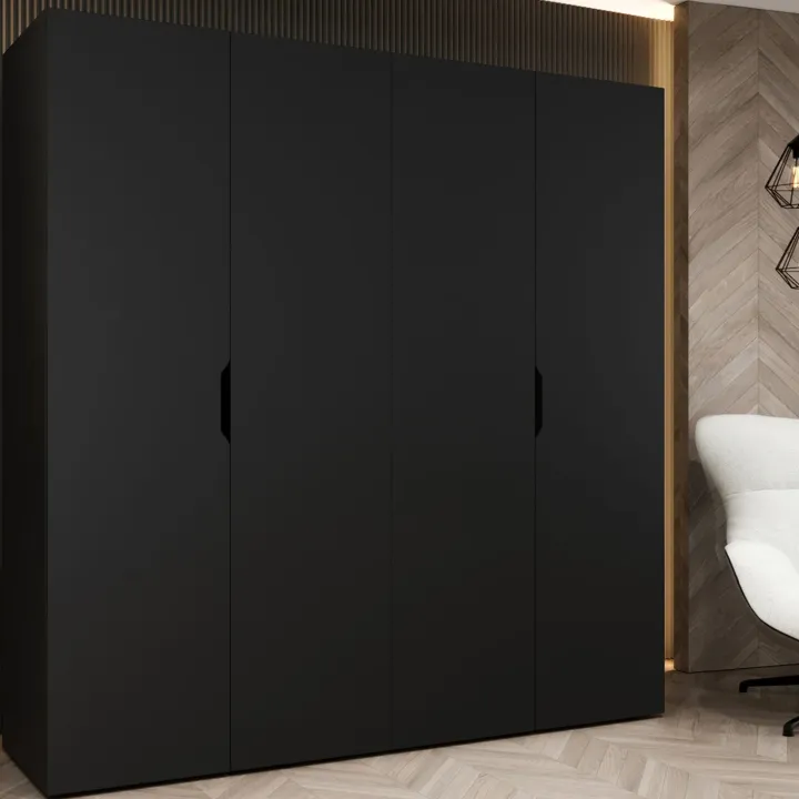 Armadio 200x202 cm 4 ante nero opaco Valencia