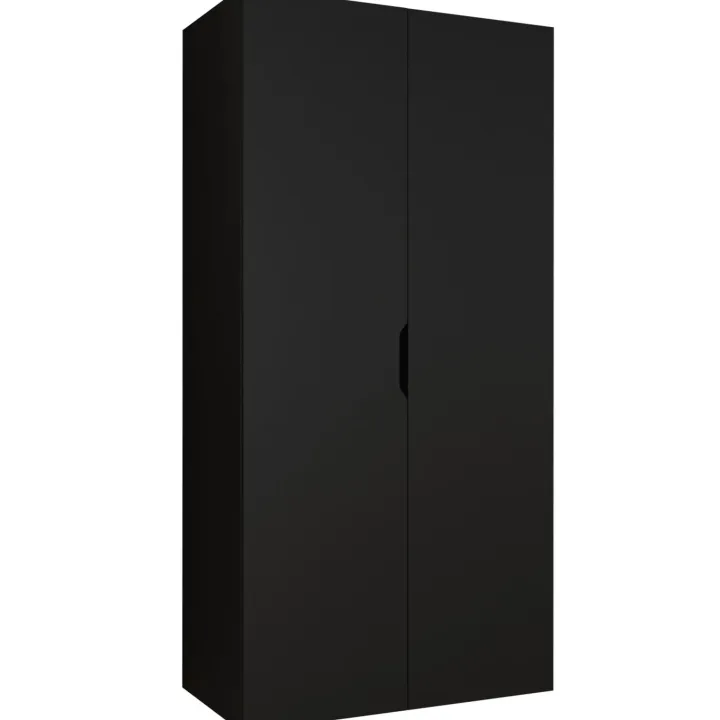 Armadio 100x202 cm 2 ante nero opaco Valencia