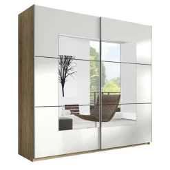 Armadio 180x210cm 2 ante scorrevoli rovere sanremo bianco Logan Gihome®