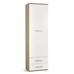 Armadio 60x200h cm 1 anta 2 cassetti bianco rovere Viki
