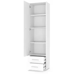 Armadio 60x200h cm 1 anta 2 cassetti multiuso bianco Viki
