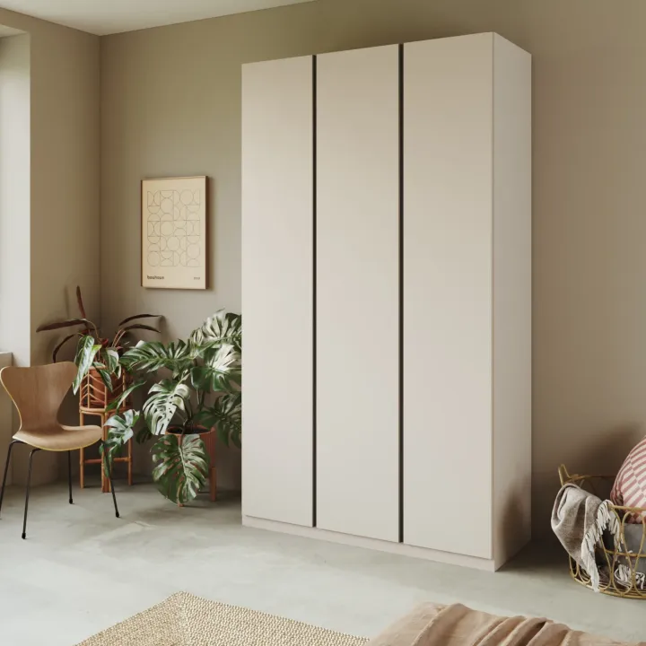Armadio 138x240h cm 3 ante battenti beige cashmere antracite Blossy
