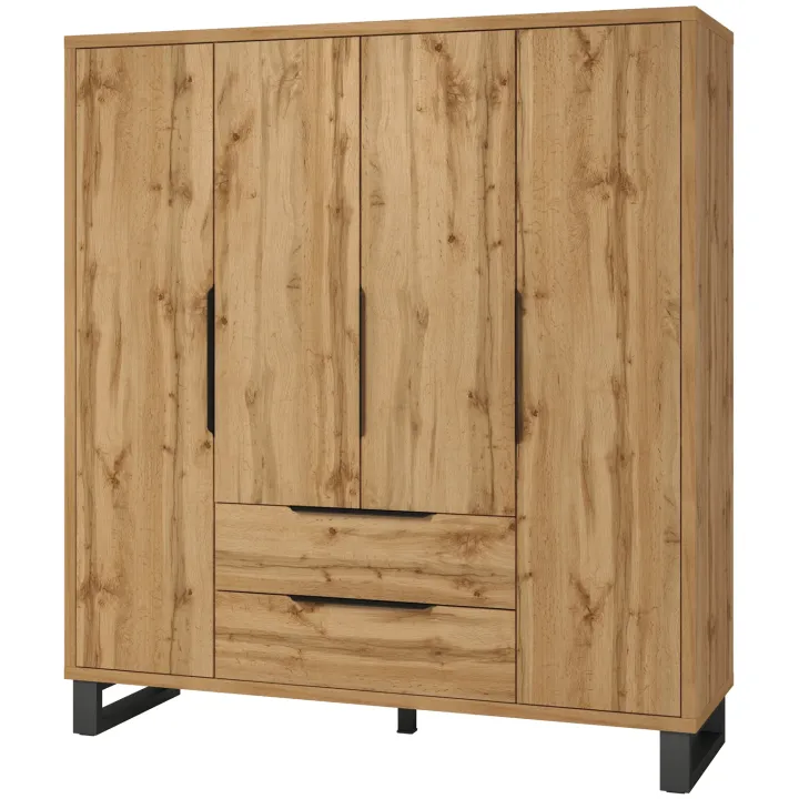 Armadio 190x210h cm 4 ante battenti 2 cassetti rovere Petra