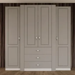 Armadio 210x205h cm 4 ante battenti 3 cassetti beige cashmere Emporio