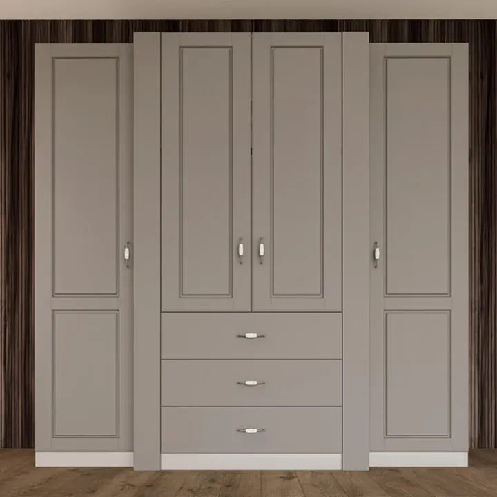 Armadio 210x205h cm 4 ante battenti 3 cassetti beige cashmere Emporio