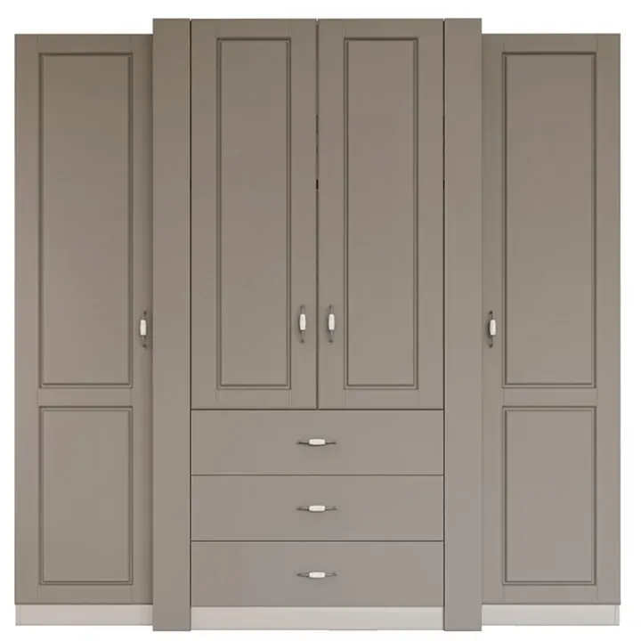 Armadio 210x205h cm 4 ante battenti 3 cassetti beige cashmere Emporio